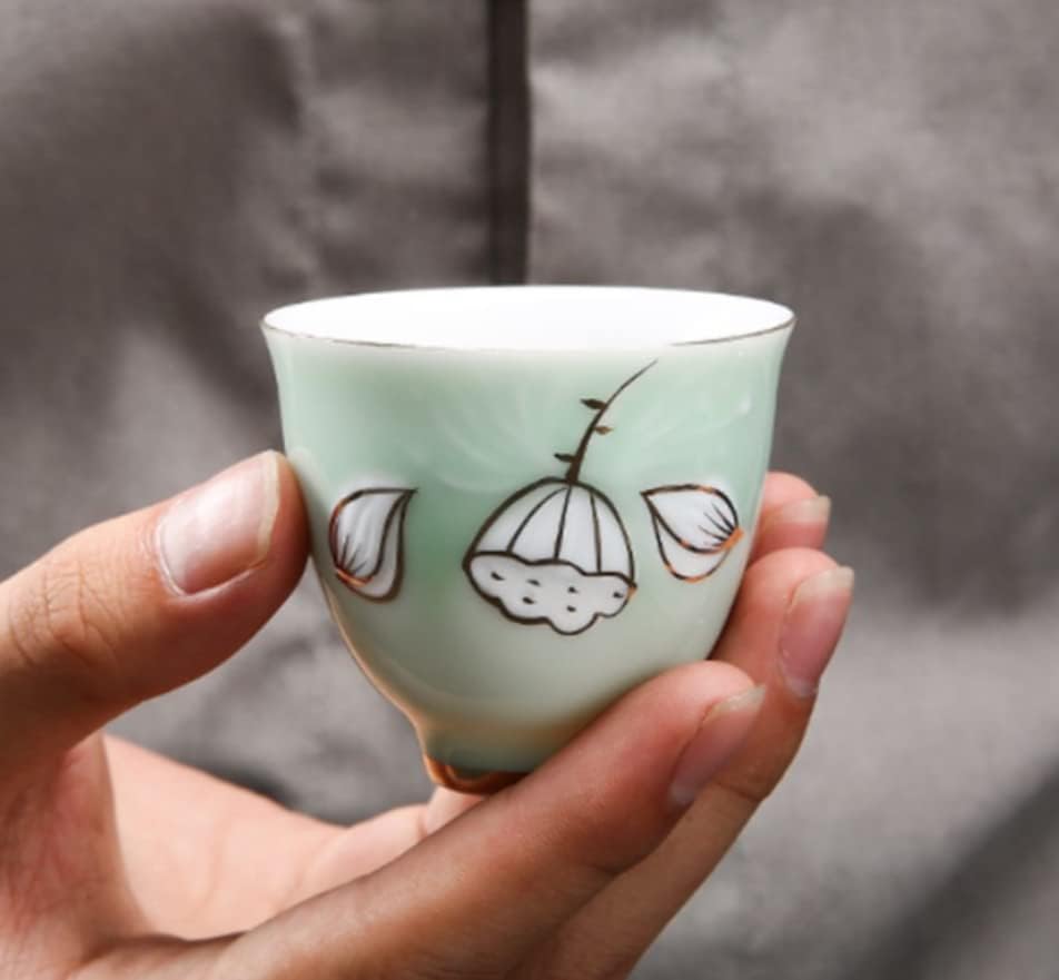 Kućni čaj za čaj s malim čajem Bowl ručno oslikani lotos bijeli porculan čaj keramički čaj set jednostruka glavna čaša