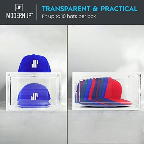 Moderni jp Organizator šešira za bejzbol kape - prozirni prikaz šešira, premium kutija za odlaganje šešira - dizajn stalka za šešire za brzu montažu sa magnetnim vratima za jednostavan pristup, Clear