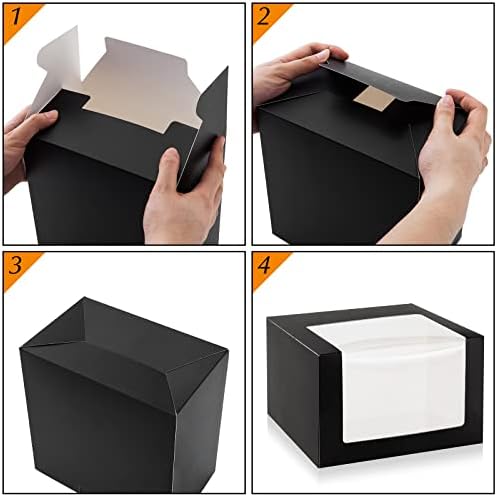 Crne poklon kutije sa prozorskom kutijom za šešir, kontejner za odlaganje šešira za bejzbol kape, Tata šešir, naplaćena kapa, Snapbacks & Kamionska kapa, kutija za pakovanje papira 7.8 x 7.8 x 4.8, 10 pakovanje