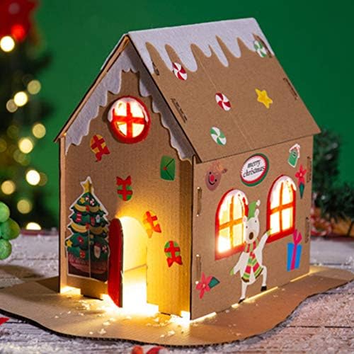 KESYOO 20X20X20CM Gingerbread Kuća sa laganim DIY LED papirom Snow Village Houseshin Božićni ukras