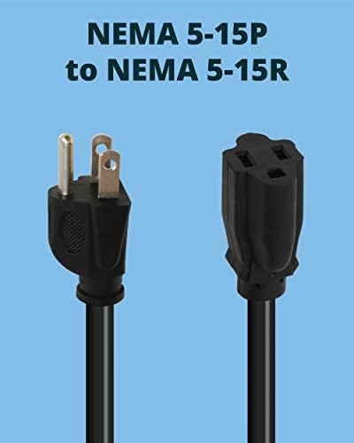Lightkiwi 3FT dodatna kabela, 12-pakovanje, 14AWG SJTW kratki produžni kabel, 15A 125V 1875W, 3 prongne za napajanje, nema 5-15P do Neema 5-15R, crna, ul naveden