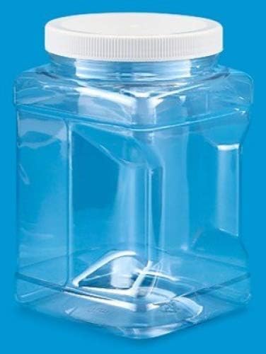 Clear Food Grade pet Plastic Square Grip storage Jar w / Cap | 48 tečnosti unce 4-5 Cup skladišni kapacitet / BPA Free USA Made / by Pride of India