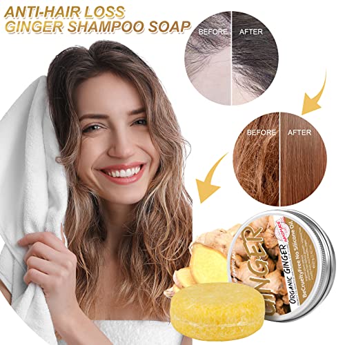 3kom Ginger hair Regrowth Shampoo Bar, šampon protiv opadanja kose, prirodni organski & nbsp;šampon od đumbira, promoviše rast kose sapun od đumbira za sve tipove i uzraste kose
