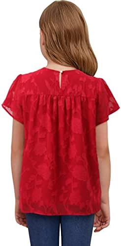 Yoklass djevojke šifon kratke rukave majice Peplum Babydoll vrhovi za 5-15 godine deca Crewneck Tunics bluze