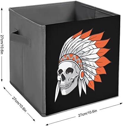Američki indijski orlov šef lubanje srublističke za skladištenje kockica Organizator Trendy tkanine kutije za skladištenje umetaju ladice za kocke 11 inča