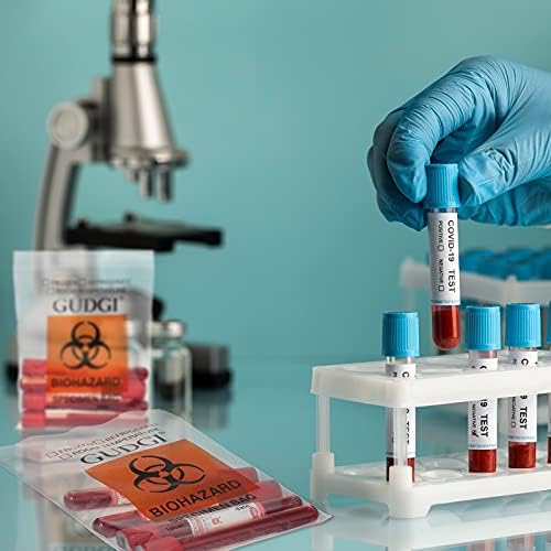 GUDGI kese za uzorke Biohazarda sa oznakom upozorenja / patentnim zatvaračem za uzorkovanje i skladištenje u laboratorijama, bolnicama, klinikama i domovima - 6 X 9