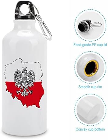 Poljska zastava orao aluminijumska boca za vodu za ponovno putanje za ponovno putanje za ponovno putanje sa poklopcem za kućnu kancelariju teretane 600ml
