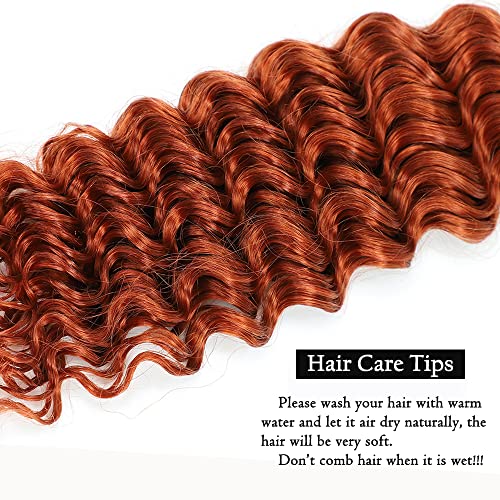 REMY HAIR deep Wave Human Hair Bundle đumbir narandžasta boja 18 Inch Curly Wave ljudska kosa 1 Bundle # 350 Burnt Orange
