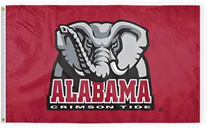Agas Veliki Alabama University Logo Crimson zastava plima - 4x6 ft Dvoslojni ispisani poliester sa mesinganim grombom - službeno NCAA licencirana velika veličina Big Al Bama Roll Tide College ua zastava