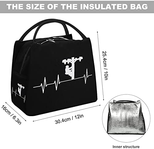 Heartbeat Lineman torba za ručak modna torba izolovana kutija za ručak višekratna posuda za ručak za muškarce i žene