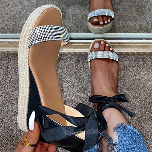 USYFAKGH sandale cipele Flatform Wedge Casual Sandal Womens za ljetne klinove na Pertlanje tkati plaže