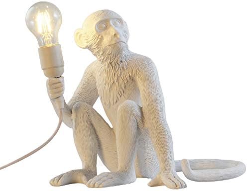 Majmunska lampica, bijela stolna lampica Funky životinjska svjetlost života umjetnička sjedeća