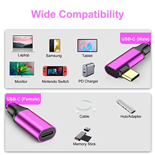 USB C Produžni kabl 3.3 ft 1 Paket, najlonski pleteni USB C Produžni kabl muški na ženski,USB C 3.1 100w brzo