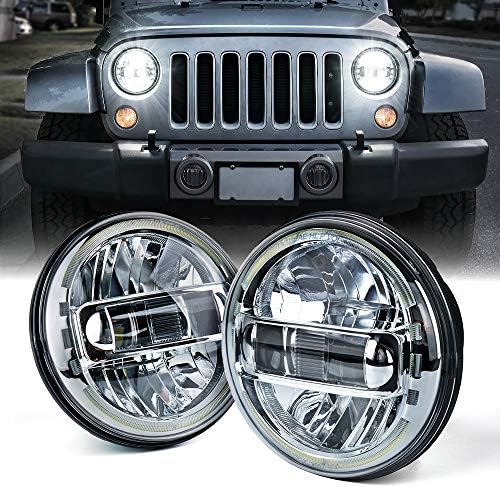 Xprite 7-inčni LED farovi Dot odobreni kompatibilni sa Jeep Wrangler JK LJ CJ TJ Hummber H1 H2 1997-2018, sa dugim / kratkim svetlima, Halo DRL okruglim farovima