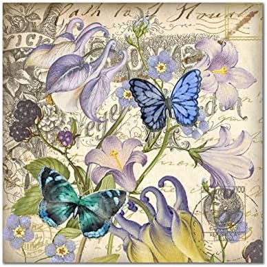 Francuski plavi leptir tratinčica Drveni znak Vintage Francuski poster Plaka Garden Cvjetni vintage