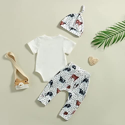 DCOHMCH Western Baby Boy Summer Odeća kratkih rukava krava za kravu rub Romper Onesie elastične