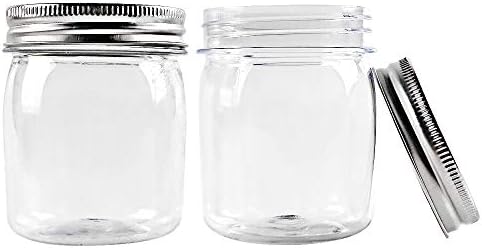 Novelinks 8 unci Clear Plastične staklenke posude sa vijkom na poklopcima - punjiva okrugla prazna plastična slušalica za pohranu službi za kuhinju i skladištenje domaćinstava - BPA besplatno