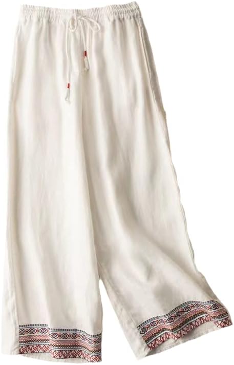 UKTZFBCTW Antikni ugodan proljetni ljetni stil Ženske pantalone High struk hlače Hakama casual