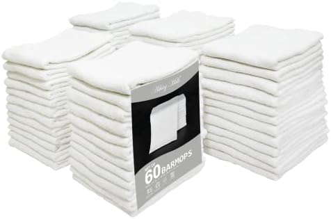 Ashley 60 pakovanja bijelih ručnika za kuhinju, 16x19 inča, kuhinjskih ručnika od pamuka, ručnika za čišćenje za domaćinstvo, višenamjenskih krpa za čišćenje, upijajućih frotirnih ručnika za suđe, Barmop