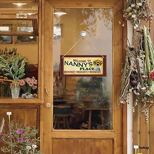 Sobzy Dobrodošli u Nanny's West Wooden Dodir za baku, viseći ukrasni zidni znak Sunflower