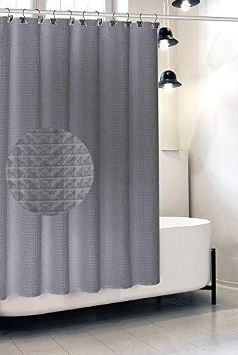 Tkanina vafle siva tuš zavjesa za kupatilo - Hotel Luksuzan, Wefle Weave Square Dizajn, vodovod,