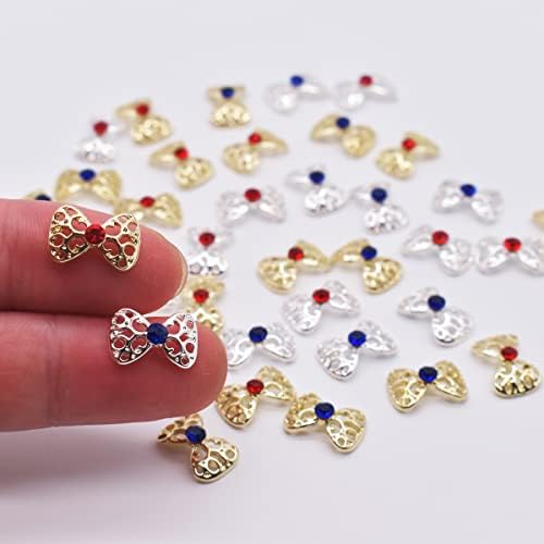 LIFOOST 40kom 3d čari za nokte za Nail Art zlato i srebro 3D nail Bowknots Nail Art Jewelrys za akrilne nokte dizajn i dekoracije