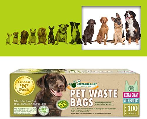 Green'n'pack izuzetno velike vrećice za pseći otpad, 100-broje Premium torbe za ručke za džinovske pasmine