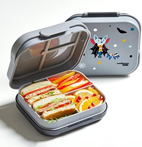 Bentoheaven Premium Bento kutija za ručak za djecu, 9 dizajna, nepropusna 3-4 pretinca, razdjelnik, idealna veličina 30oz, mikrovalna pećnica/perilica posuđa za djecu Bento kutija za ručak [narandžasto siva]
