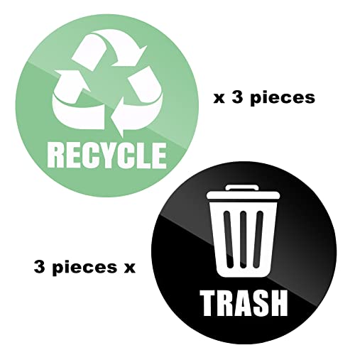 Ruimou 6kom naljepnice s logotipom za recikliranje i smeće 5 inča vodootporne za metalne ili plastične kante, dom, ured, kuhinju, unutrašnju i vanjsku upotrebu