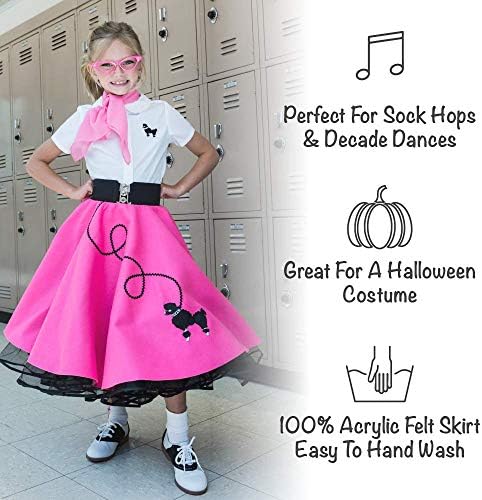 Pudlica suknja za djevojčice iz 1950-ih, Retro suknja od filca, Dječiji kostim za Noć vještica ručno rađeno u SAD-u