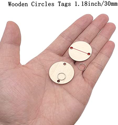 50 komada drveni krugovi oznake 1,2 inča sa rupama i 50 komada 10 mm prstenovi