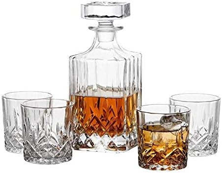 DEPILA Whisky Set, 1 Whisky Carafe i 4 čaše za degustaciju viskija, za Scotch, Juice i whisky whisky
