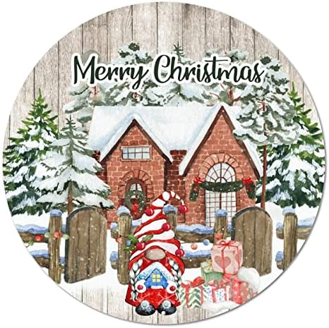 Sretan božićni pokloni za snijeg Gnomes Vintage Okrugli metalni znak plaque krug Metalni umjetnički otisci potpisuju Rusty Pub bar potpisan retro vijenac za božićno za božićno ukrašavanje kafića za božićno ukrašavanje kafića