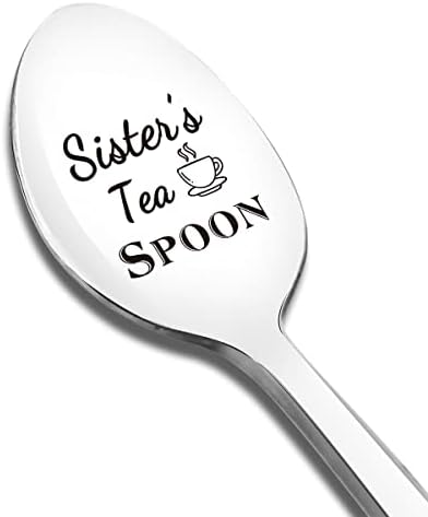 Sestrina čajna kašika ugravirana smešna poklon za sestre žene ljubitelji čaja kašika pokloni za Dan zahvalnosti Božić rođendan