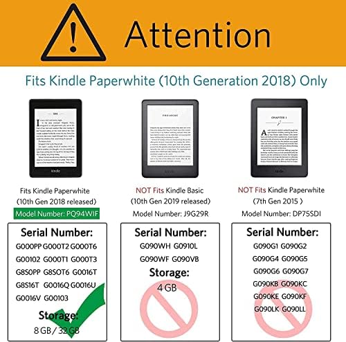 za 6 Kindle Paperwhite 10th Gen 2018, Sa funkcijom Auto Wake/Sleep-Ultra Thin Cover,sa remenom za ruke i olovkom
