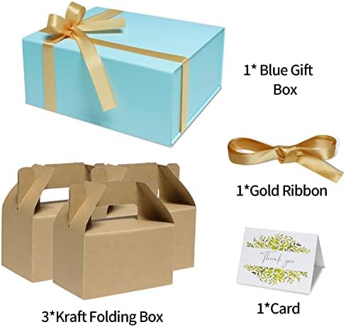 Poklon kutije za poklone - velika 10 x 8,5 x 4,5 inčna poklon kutija sa poklopcem i magnetskom zatvaračem, sadrže dodatne sklopive kutije, zlatne vrpce i nadarene kartice za rođendan, djeverušku ili godišnjicu za žene i muškarce