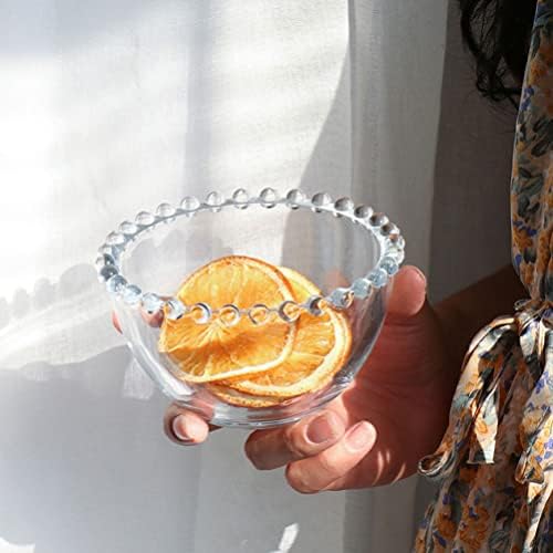 LuxShiny staklena desertna posuda sa rubovima sa perlama 2Pccs čista staklena posuda salata zdjelica za posudu za posudu za posudu od sunca ukrasne sunčeve posude za umaku Pokrivanje sladoleda