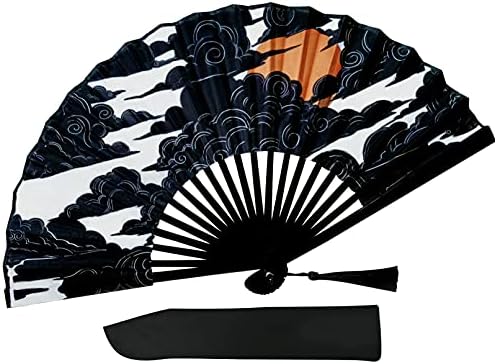 Ruanjai tkanina bambuso ručna preklopna ventilator japanskog neba Vintage retro stil orijentalni tkaninski fabrički ventilator za zabavu, vjenčani pokloni, DIY ukras, dom ukras