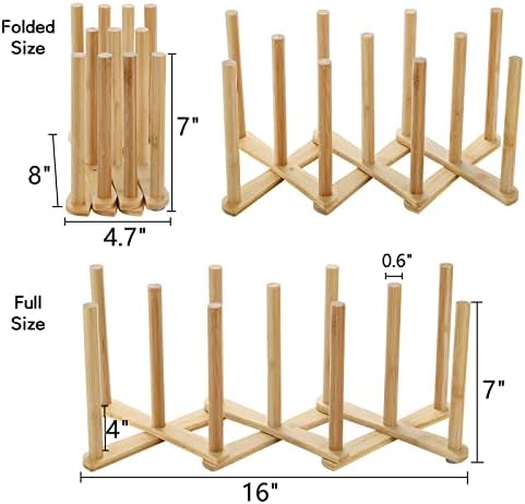 Nosač za sušenje za sušenje za sušenje od bambusa za pravu, uvlačivi rub za sušenje posuđa,