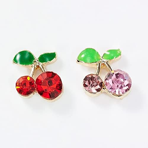 3d Sweet Cherry Nail Art dijamantski čari Pink & amp; crveni kamenčići Legura metalik nakit sjajni Luksuzni dragulj DIY oprema za manikir -)