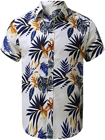 ZDDO muška majica Ležerne prilike, ljetni kratki rukav dolje majica za muškarce Havajski tropsko cvjetno printsko plažu Aloha vrhovi