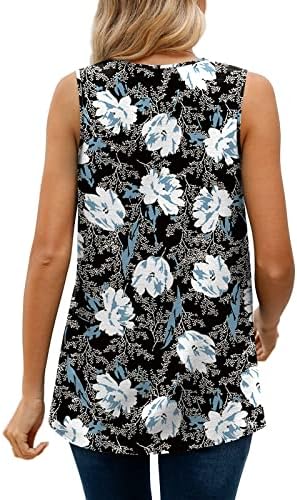 Ženska modna ljetna V izrez Šifonska cisterna Vrhunska radna karata bez rukava Naplaćene labave bluze