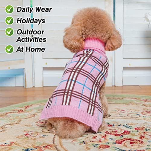 Dr Dukseci za pse, pas odjeća Turtleneck Plaid pleteni odjeća PET džemper pulover za štene doggie mačke