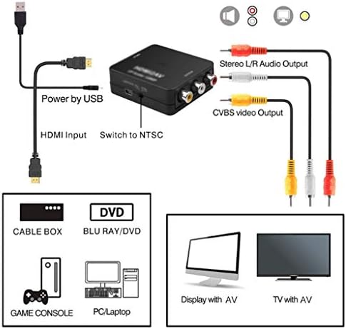 YFQHDD do RCA Converter CVSB L, R Video kutija 1080p 1920 * 1080 60Hz HDMI2AV podržava NTSC PAL izlaz na AV
