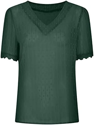 za žene Ljeto Jesen odjeću za kratki rukav Trendy V izrez čipka Šifon casual osnovna bluza CC Cc