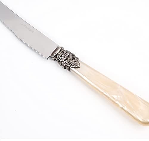 CATHYLIN set noža za odreske sa zlatnom bisernom ručkom | noževima za večeru / Set noža za sečenje mesa, oštar nož za sečenje mesa | set noževa za odreske od 6 komada