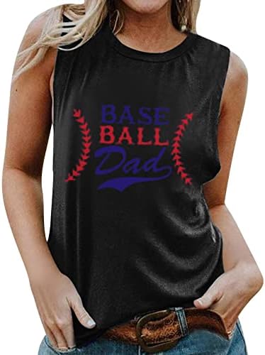 Bejzbol Tank Tops za žene ljetni o-izrez Tank Tank Tunic Tops Loose Fit Casual Comfy Workout fitnes bluza Top