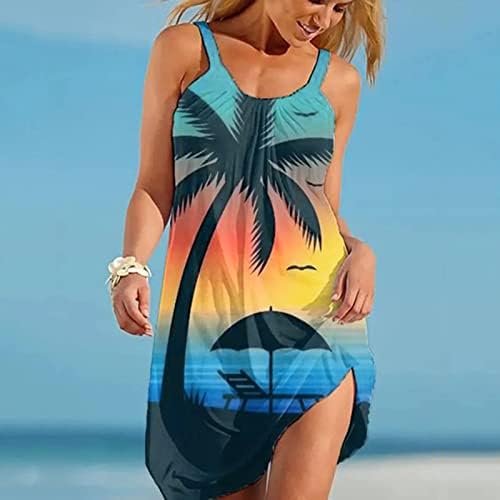 HTHJSCO ženske ljetne haljine Casual Tie Dye Printed Mini Tank Dress Bohemian Beach Sundress