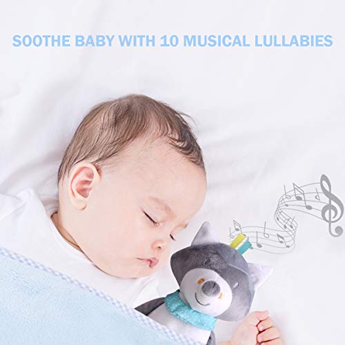 Baby Musical Sleep Soler i sjajna igračka s vremenom i noćnom svjetlom plišano meko raccon poklon igračka za