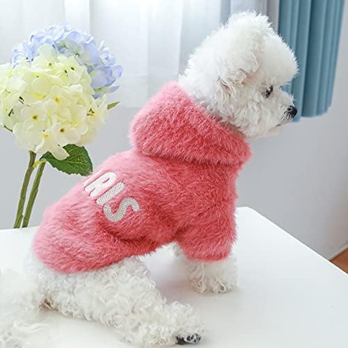 Dukseri za pse za male pse djevojke dukserice s kapuljačom s kapuljačom čista boja plišani topli kaput Cat Pismo topla odjeća malog džemper za pseći runo